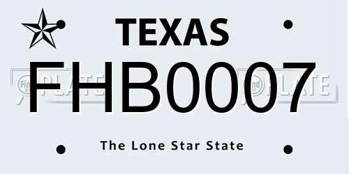 FHB0007 Texas License Plate