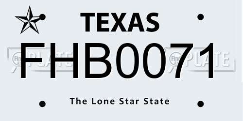 FHB0071 Texas License Plate