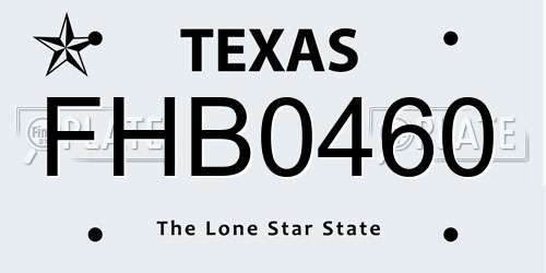 FHB0460 Texas License Plate