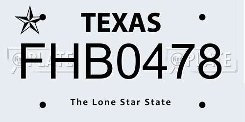FHB0478 Texas License Plate
