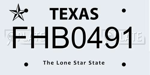 FHB0491 Texas License Plate