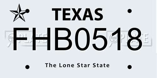 FHB0518 Texas License Plate