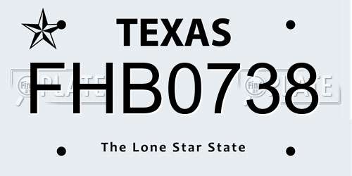 FHB0738 Texas License Plate