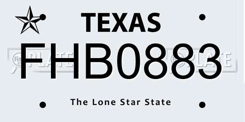 FHB0883 Texas License Plate