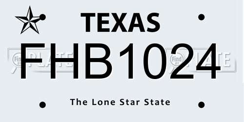 FHB1024 Texas License Plate