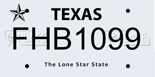 FHB1099 Texas License Plate