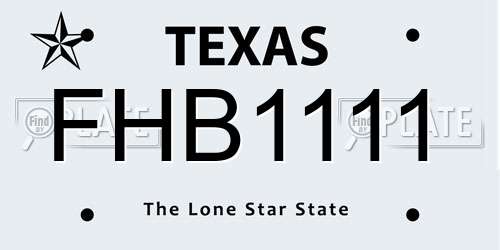 FHB1111 Texas License Plate