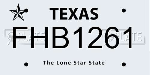 FHB1261 Texas License Plate