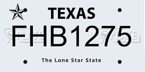 FHB1275 Texas License Plate
