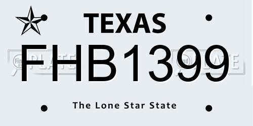 FHB1399 Texas License Plate