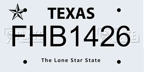 FHB1426 Texas License Plate