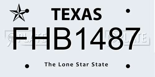 FHB1487 Texas License Plate