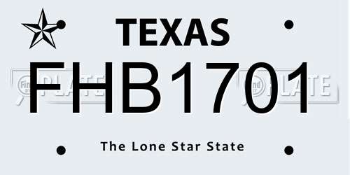FHB1701 Texas License Plate
