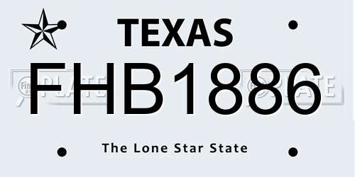 FHB1886 Texas License Plate