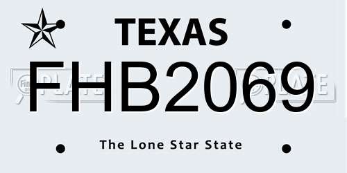 FHB2069 Texas License Plate