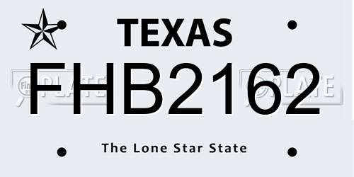 FHB2162 Texas License Plate