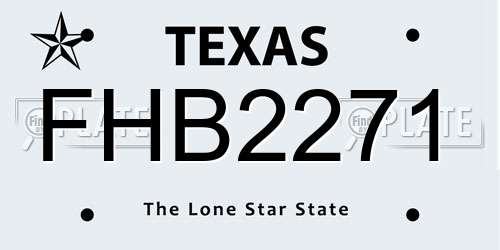 FHB2271 Texas License Plate