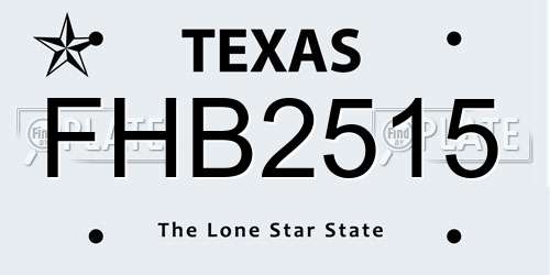 FHB2515 Texas License Plate