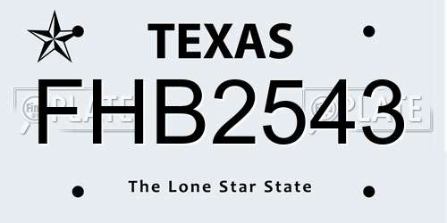 FHB2543 Texas License Plate