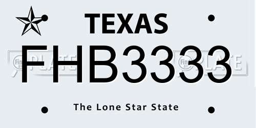 FHB3333 Texas License Plate