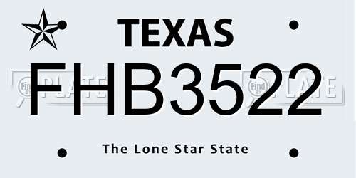 FHB3522 Texas License Plate