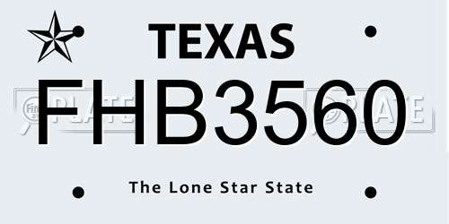 FHB3560 Texas License Plate