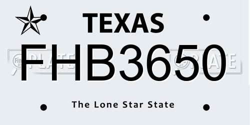 FHB3650 Texas License Plate