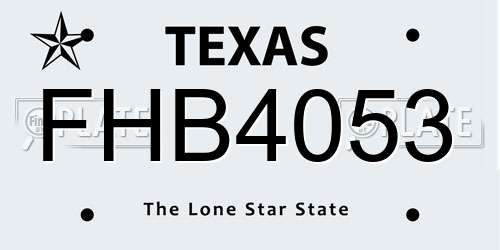 FHB4053 Texas License Plate