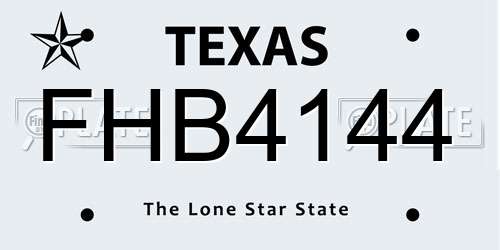 FHB4144 Texas License Plate
