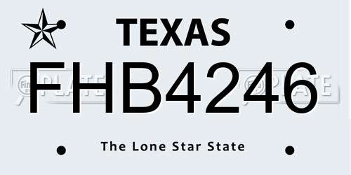 FHB4246 Texas License Plate