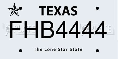 FHB4444 Texas License Plate