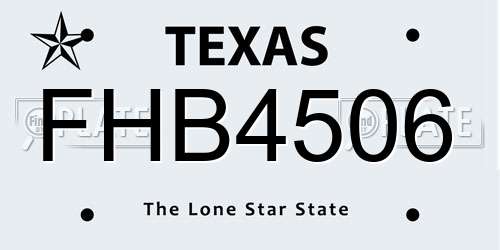 FHB4506 Texas License Plate