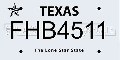 FHB4511 Texas License Plate