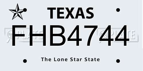 FHB4744 Texas License Plate