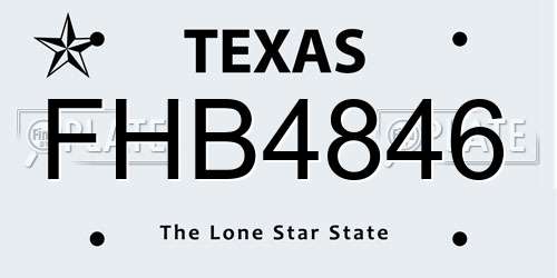 FHB4846 Texas License Plate