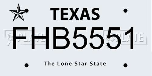 FHB5551 Texas License Plate