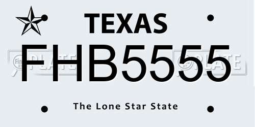 FHB5555 Texas License Plate