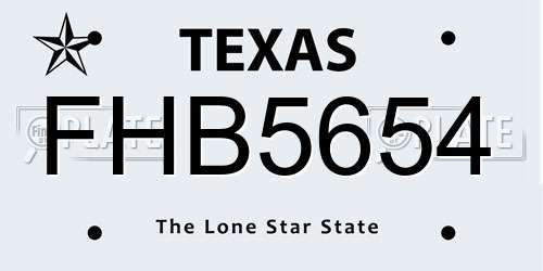 FHB5654 Texas License Plate