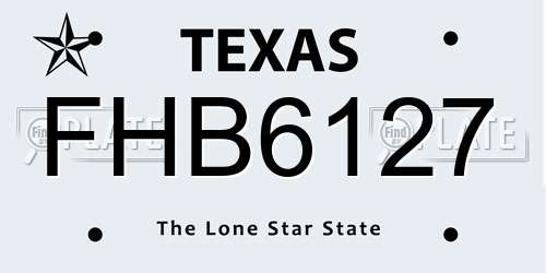 FHB6127 Texas License Plate