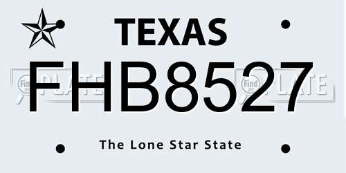 FHB8527 Texas License Plate