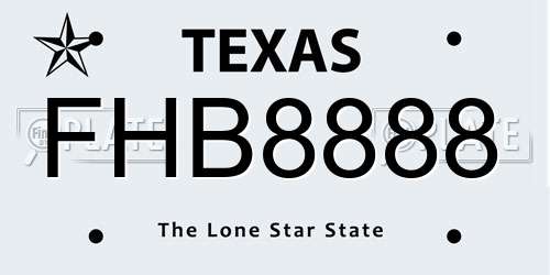 FHB8888 Texas License Plate