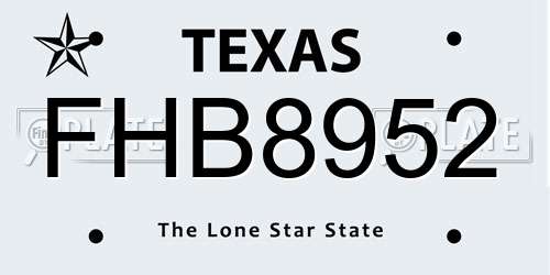 FHB8952 Texas License Plate