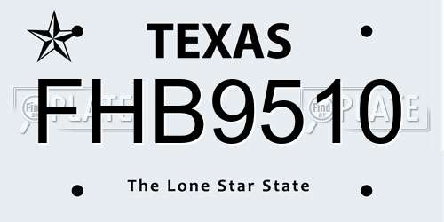 FHB9510 Texas License Plate