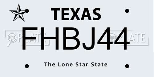 FHBJ44 Texas License Plate