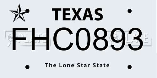 FHC0893 Texas License Plate