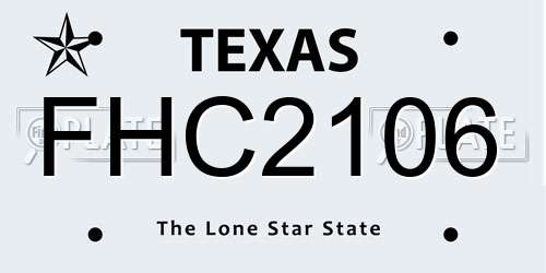 FHC2106 Texas License Plate