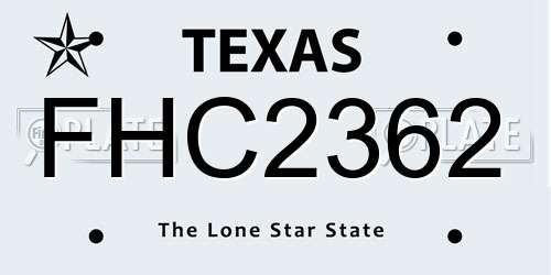 FHC2362 Texas License Plate