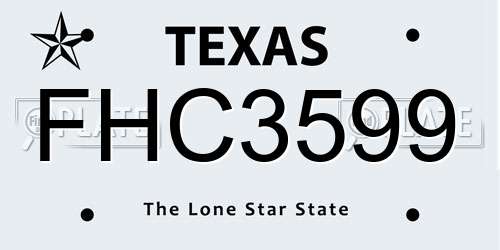 FHC3599 Texas License Plate