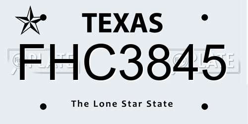 FHC3845 Texas License Plate