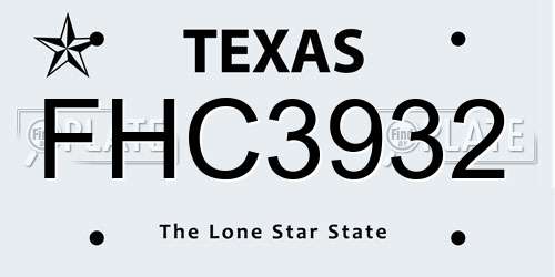 FHC3932 Texas License Plate